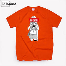 Load image into Gallery viewer, Men's Senpai Anime Girl Nerdy Cotton Black Print T-shirt Women Manga Streetwear Tee Cotton Tshirt Unisex Harajuku Clothes